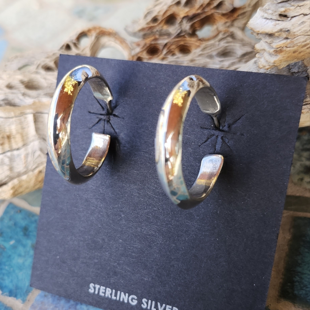Sterling Silver Solid Hoop Earrings - image 6